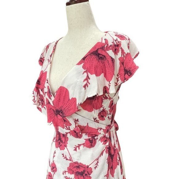 Free People Ruffle Wrap Floral Print Mini Flutter V-neck Dress Size XS - Picture 6 of 13